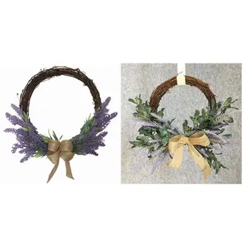 

Artificial Flowers Lavender Bow Wreath Spring Wreath Outdoor for Front Door Q39B