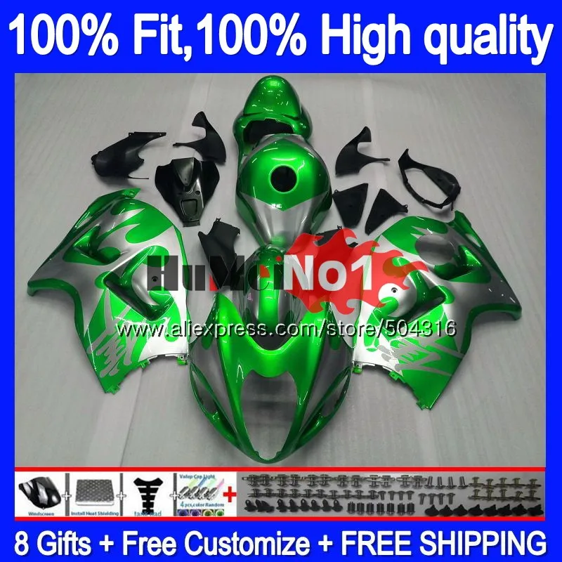 Инъекции для SUZUKI Hayabusa GSXR 1300 2008 2009 10 11 12 29MC. 192 GSXR-1300 GSXR1300 08 09 2010 2011 2012 обтекателя зеленый глянец