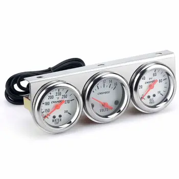 

Hot New Universal 52mm Chrome Volt Water Oil Auto Pressure Gauge Set Gauges Kit Parts