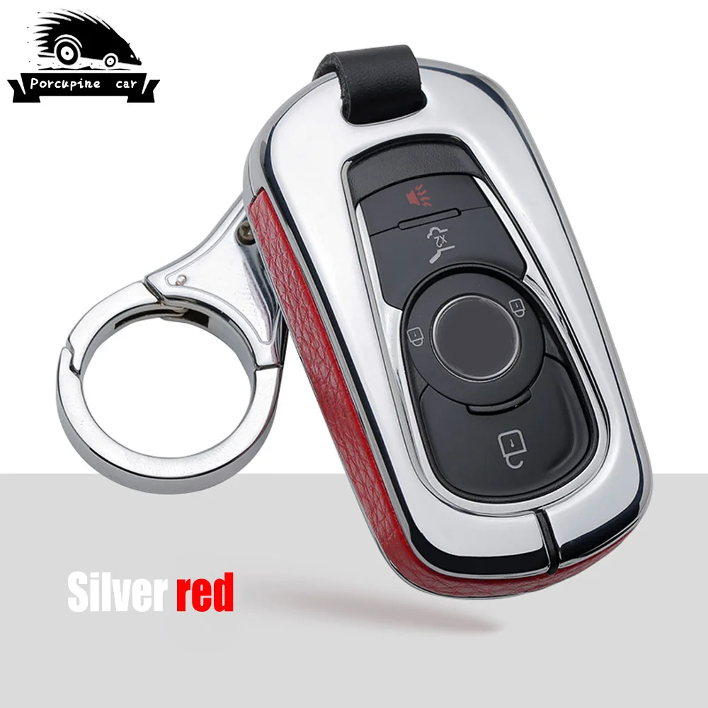 Silver red Автомобильный Стильный кожаный чехол для ключей Buick GL8 VELITE 5 ENCORE ENVISION LACROSSE VERANO автомобильные аксессуары - Название цвета: Silver red