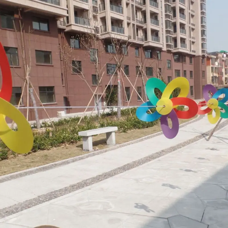 Five-leaf Plastic Windmill String Rope Kindergarten Scenic Outdoor Hanging Decoration Waterproof Pinwheel Children Kids Toys