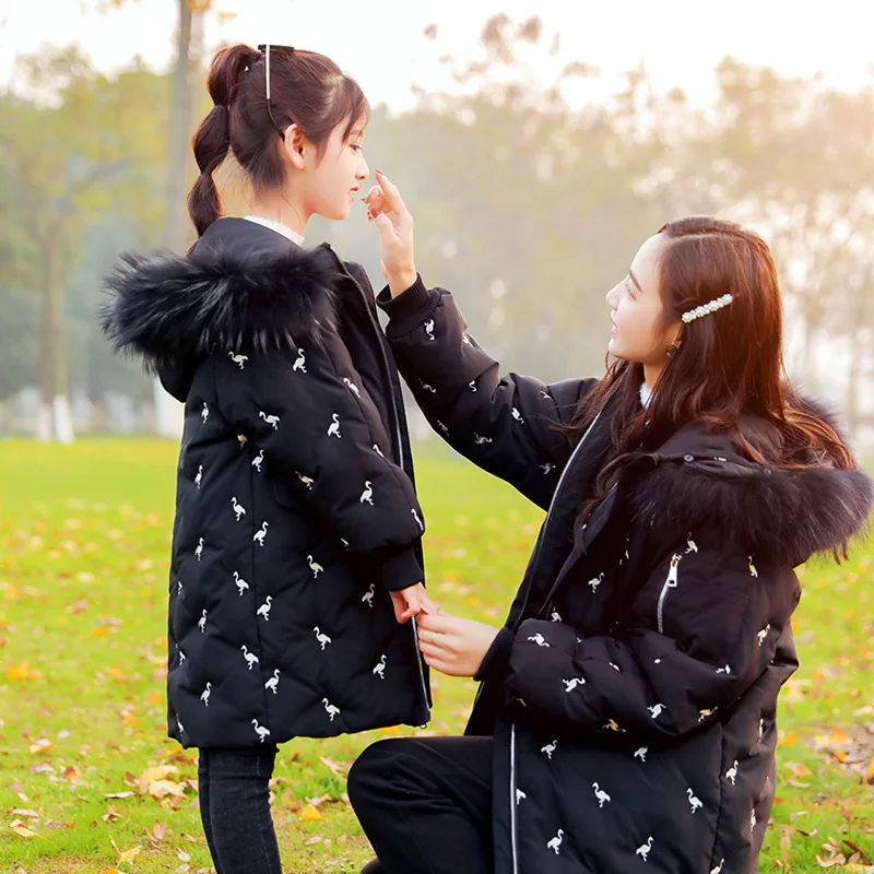 

2019 new fashion Flamingo Girls Clothing Winter Warm Down Jackets Children Coats Thicken Clothes Kids Outerwears Cold Parka -30