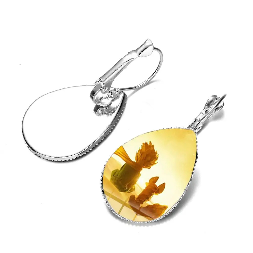 Style 17 SONGDA Brand Cute Little Prince Earrings Le Petit Prince Fairy Tale Cartoon Collection Glass Photo Cabochon Water Drop Earrings - Окраска металла: Style 17