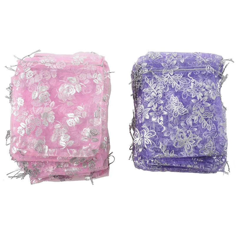 

ABUI-100pcs Mixed Organza Pouch Gift Wedding Bead Candy Gift Bags Pouches