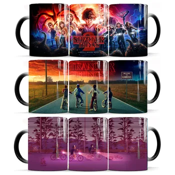 

Stranger Things Color-changing Ceramic Mug Thermal Transfer Printing Creative Coffee Cups Monolayer Porcelain Heat Changing Mugs