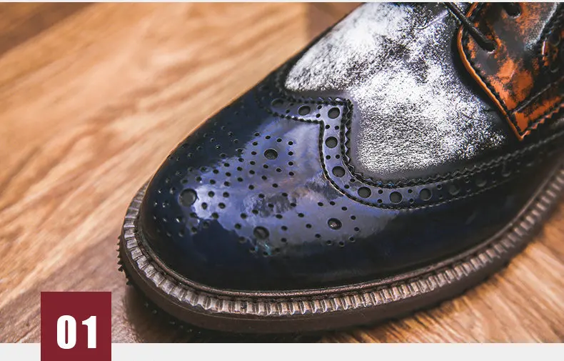 Мужские модные модельные кожаные туфли смешанных цветов; Свадебные Вечерние туфли на шнуровке; Мужские броги; оксфорды в деловом стиле; A57-09 на плоской подошве