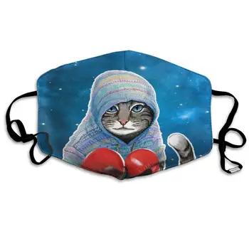 

Face Masks Anti-Dust Mouth Cover Designer Boxing Cat Art Washable And Reusable Mask Warm Windproof For Women Men Boys Girls Kids