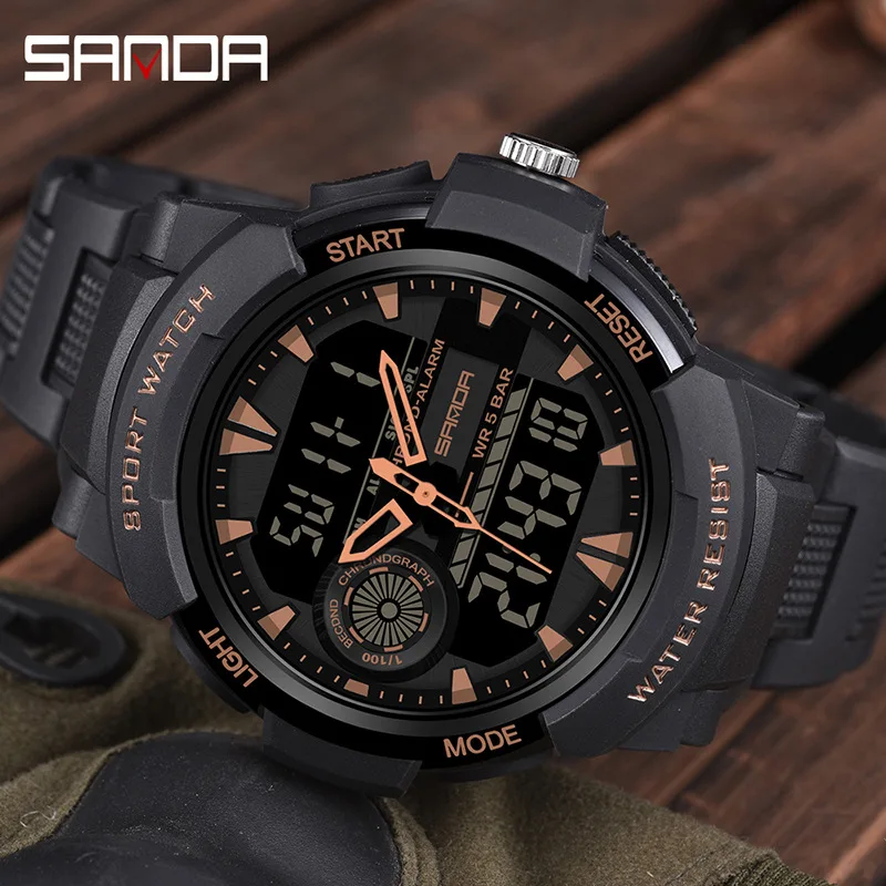 Large Men Watches Digital Watch Luminous 5BAR Waterproof Male Sport Watch Quartz Dual Display relogio masculino