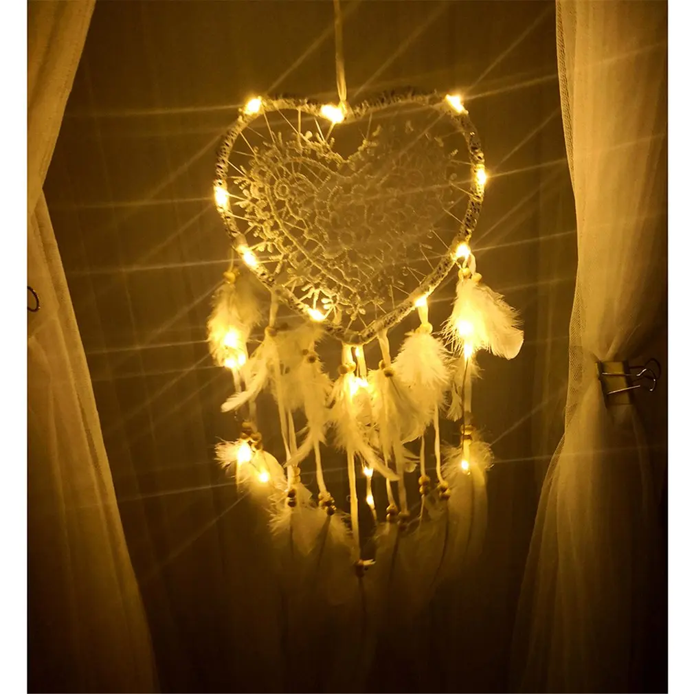Handmade Wind Chimes Hanging Pendant Dream Catcher Heart Shape Hangings