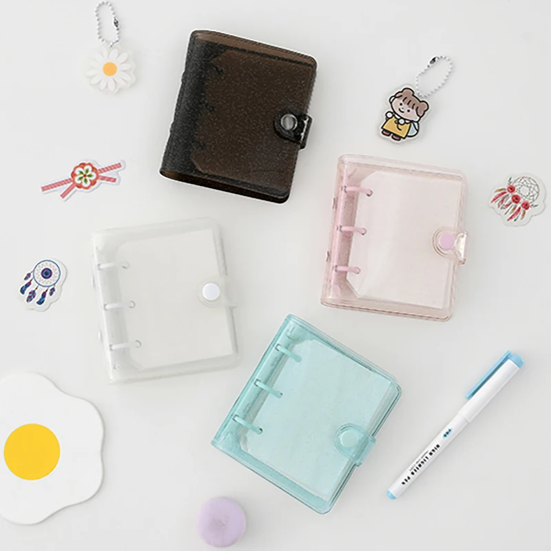 Mini cuaderno de hojas sueltas de 3 agujeros, organizador de almacenamiento de tarjetas, diario, anilla de agenda, carpeta, suministros escolares Kawaii