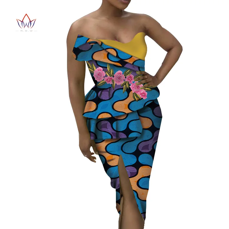 Африканские юбочные костюмы Дашики халат Базен riche, хлопок, африканский материал, femme, en воск, 2 шт, африканские костюмы для женщин, WY5999 - Цвет: 20
