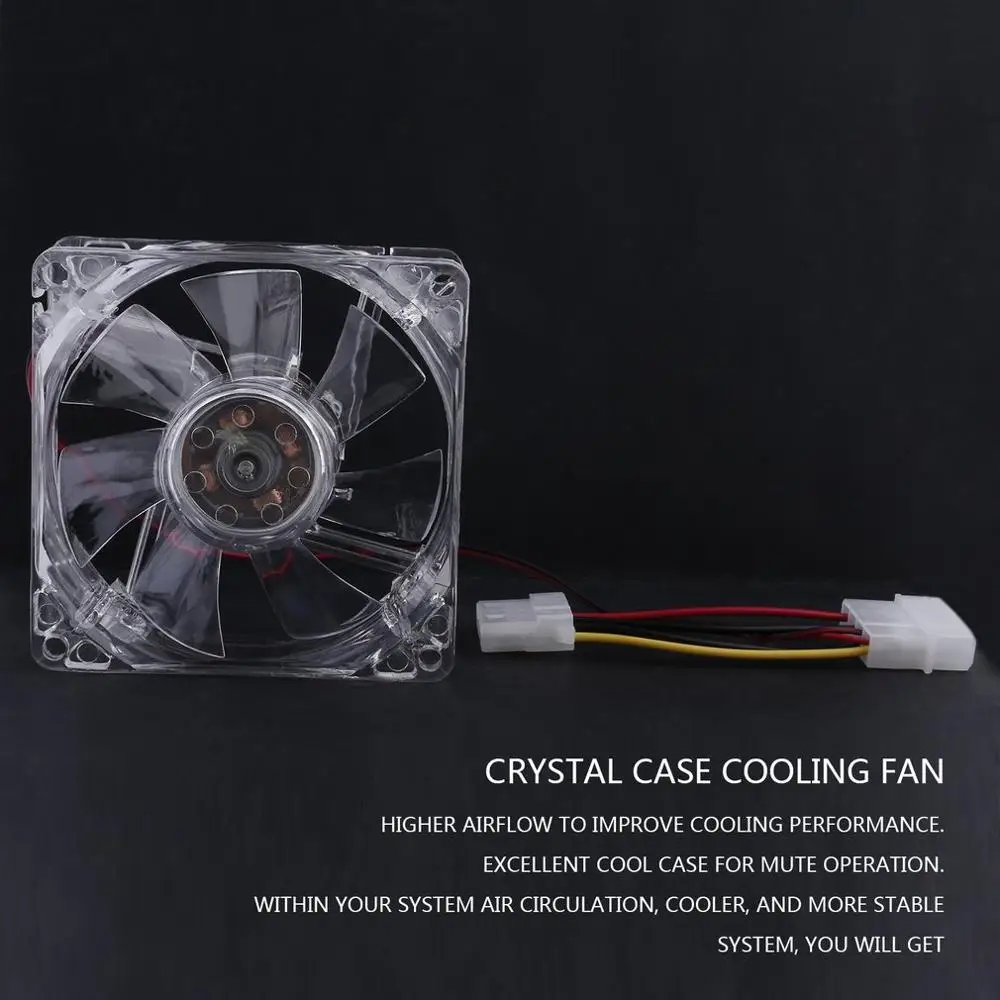 Computer Fan 4 LED 80mm 8025 8cm Silent PC Computer Case Cooler Cooling Fan Mod Blue and Colorful light In