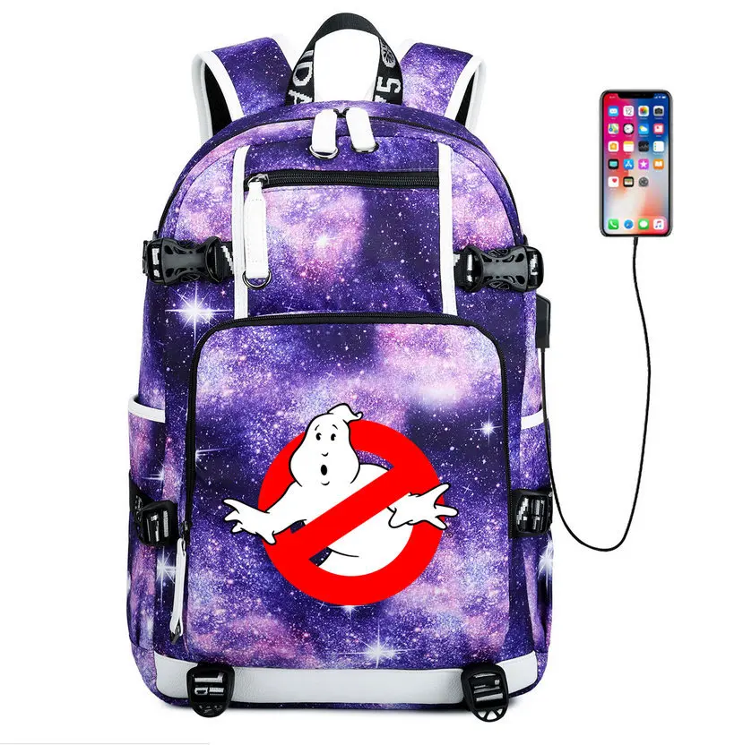 F Детская дорожная сумка Ghostbusters, школьная сумка, usb зарядка, Холщовая Сумка на плечо, Охотники за привидениями, рюкзак для подростков, сумка для ноутбука - Цвет: F