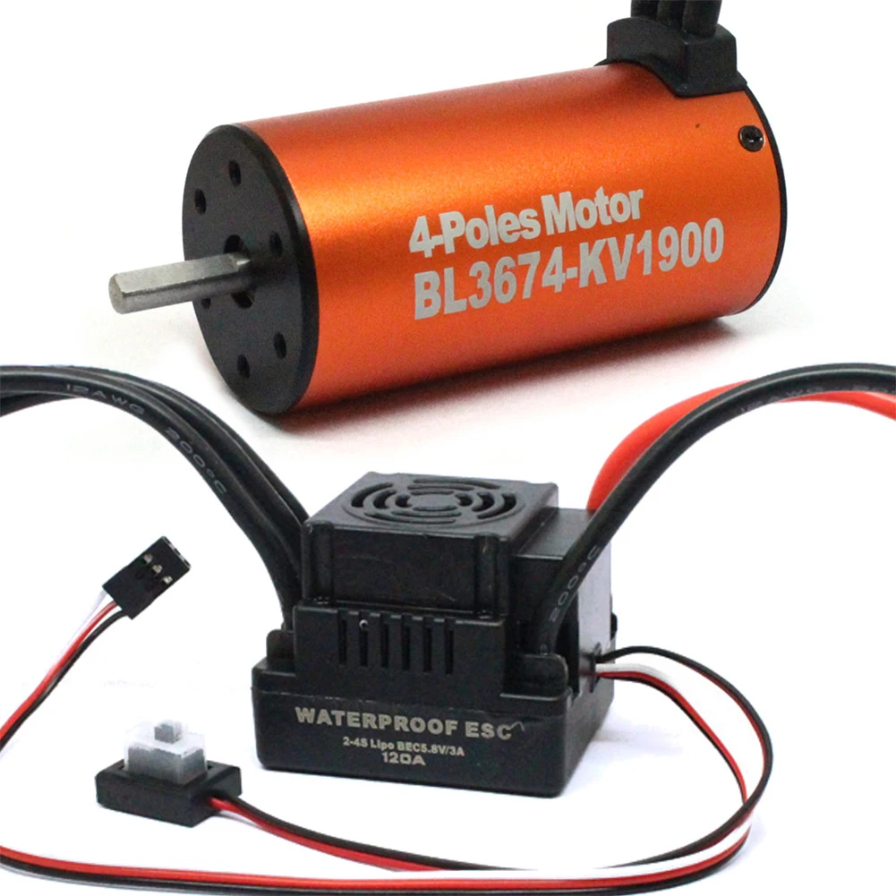 

3674 Toy Accessories Brushless Motor Kit Speed Controller High Torque ESC For 1/10 RC Car 3.175mm Shaft Racing 120A Truck Mini