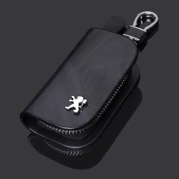

Leather Key Wallet Car Key Bag Multifunction Key Case For Peugeot 207 208 307 308 107 206 406 408 508 407 507 106 108 3008 4008