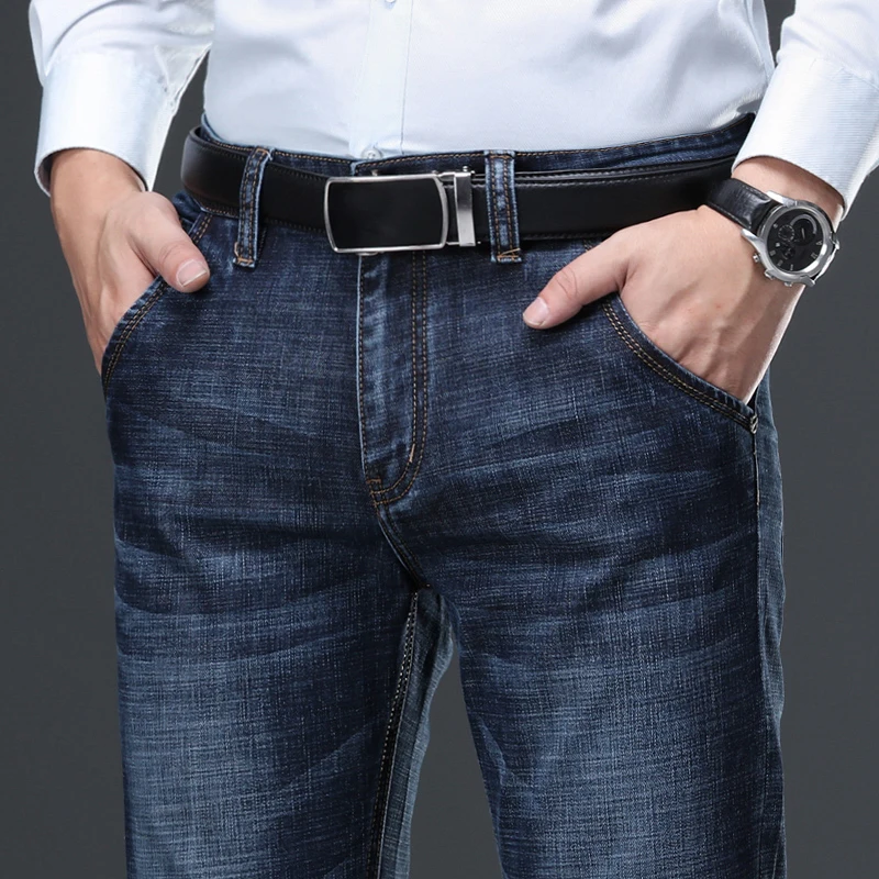 

Male Jeans Men Men'S Jean Homme Denim Slim Fit Pants Trousers Straight Black Biker High Quality Business Spijkerbroeken Heren