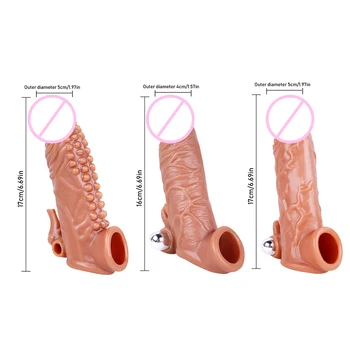 Silicone Condom Penis Sleeve for Penis Enlargement for Men Sex Toys for Couples Cock Sleeve Linen Nozzle Condoms With Tendrils 2