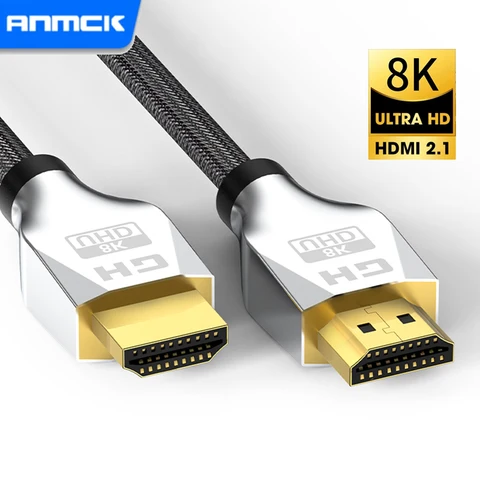 Anmck ultra hd hdmi 2.1 cabo 8k @ 60hz 48gbps earc hdr linha de vídeo para hdtv ps5 portáteis projetor hdmi switcher digital cabo 4k