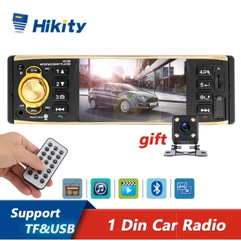 

Hikity 1Din Car Radio MP3 player Audio Stereo USB/AUX/FM Radio Station Bluetooth Autoradio with Remote Control rear view Camera