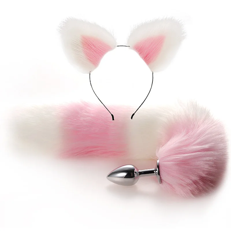 Sex Toy Cute Soft Cat Ears Headbands 40cm Fox Tail Bow Metal Butt Anal Plug Erotic Cosplay Accessories | Красота и здоровье