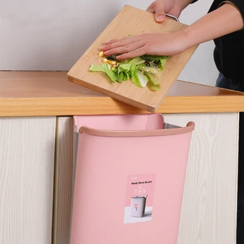 

Hanging Trash Can Kitchen Flodable Wall-Mounted Garbage Can Washbasin Car Cabinet Door Hanging Trash Bin