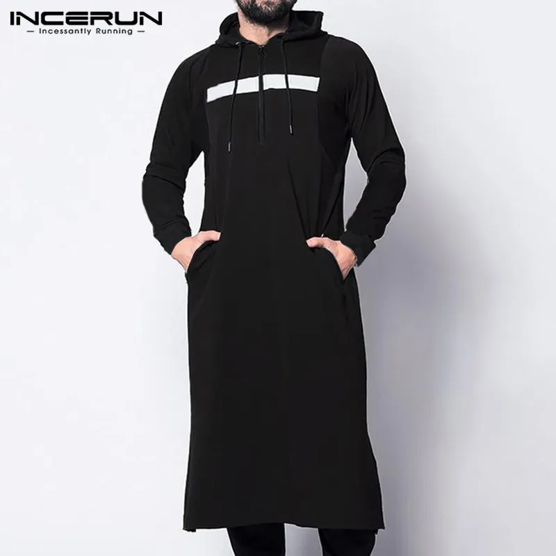 INCERUN/мужские толстовки с капюшоном, пуловеры, толстовки с длинными рукавами, повседневные теплые толстовки с капюшоном, удлиненная уличная одежда, бренд Sudadera Hombre 5XL