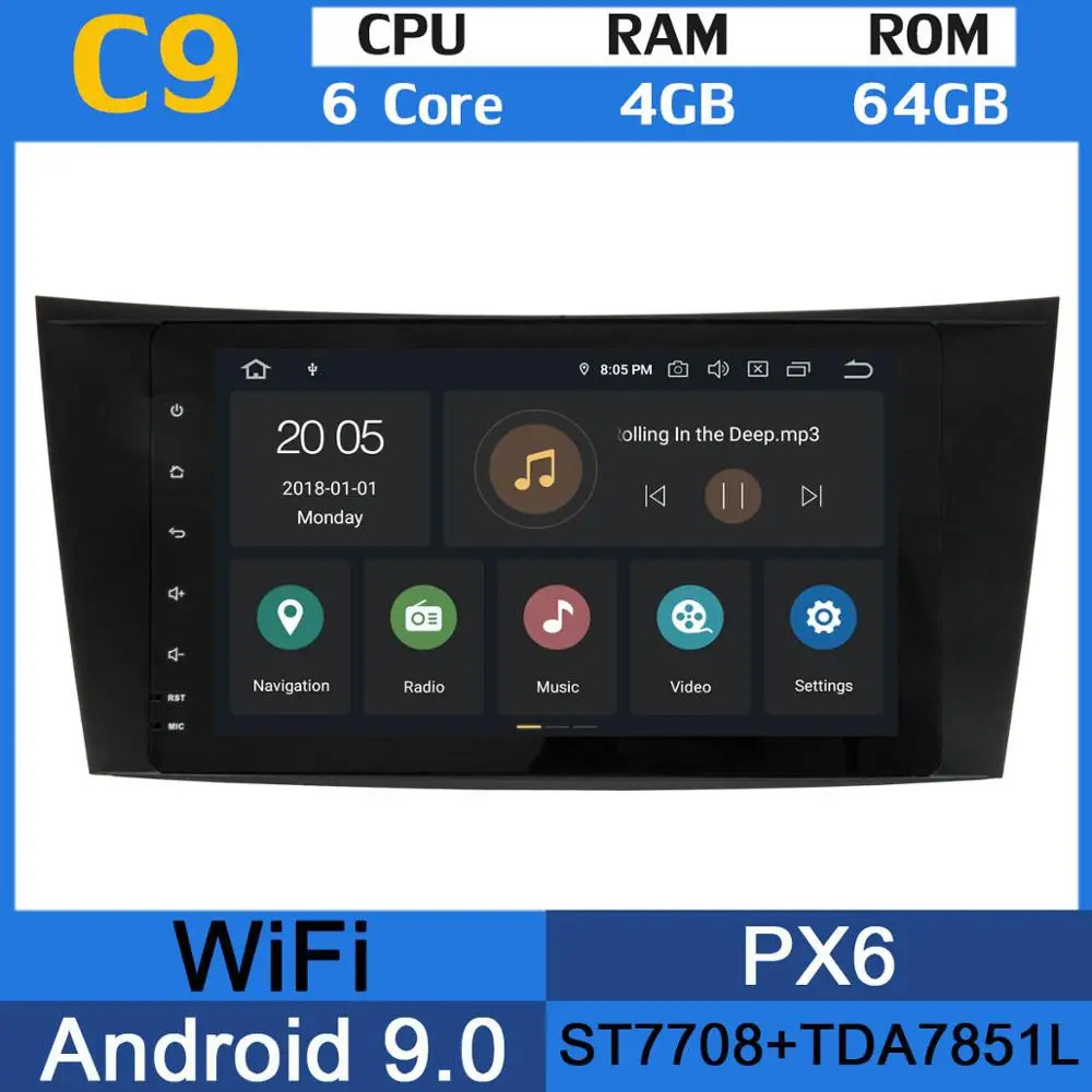 " Android 9,0 4G ram+ 64G rom Автомобильный мультимедийный плеер gps радио для Mercedes Benz W211 W463 W219 W209 E G CLK класс CLS E200 E220 - Цвет: 6Core 4G RAM 64G PX