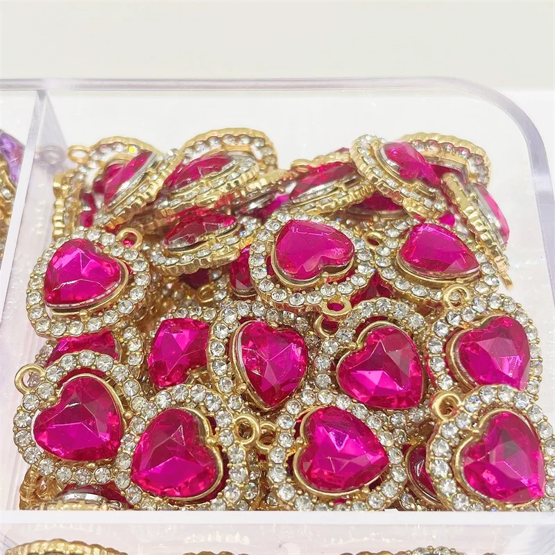 Peixin 10 teile/satz Modische Bunte Nette Kristall Herz-Förmigen frauen Schmuck Zubehör DIY Schmuck Machen Charme Großhandel – Detail 28