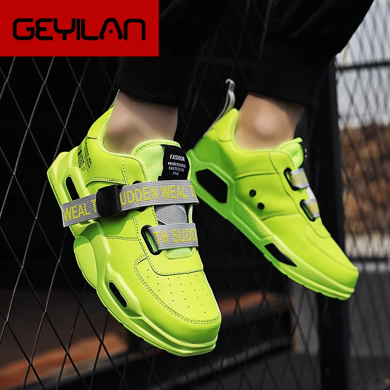 

2019 Cool Men Fashion Neon Sneakers Trainer Platform Flats Boots Shoes Man Wedges Red krasovki Vulcanized Outdoor Quality Shoes