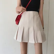 Новая весенняя Осенняя тонкая мини-юбка большого размера, Женская плиссированная юбка корейского размера плюс, милая Лоскутная юбка с высокой талией Mw903