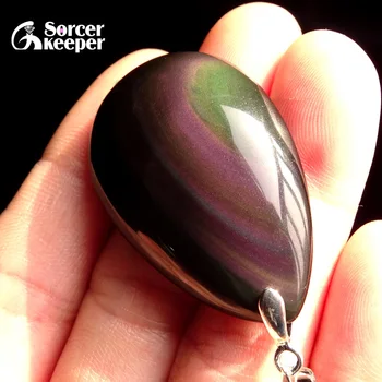 

Men's Natural Stone Obsidian Water Drop Pendant Chakra Healing Reiki Beads Women Crystal Necklace Jewelry Free Pouch BD816