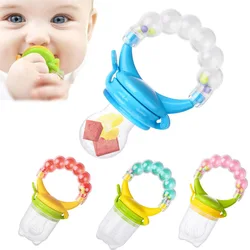 Baby Boy Girl Bells Pacifier Baby Teethers Vegetable Fruit Chewing Pacifier Ring Food Silicone Teething Toy Mom Safety Feeder