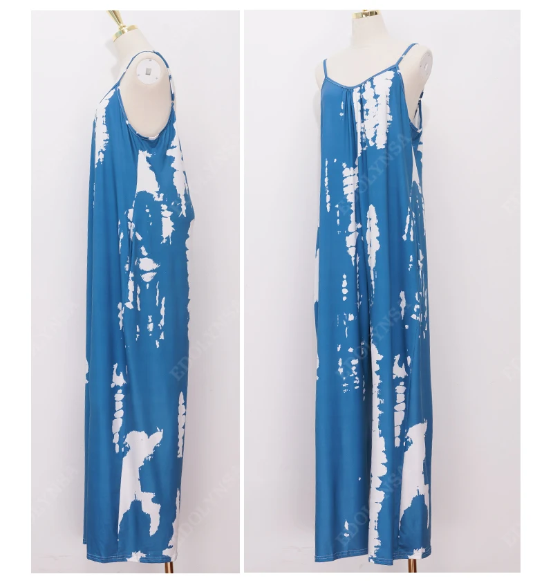 2020 Bikini Cover-ups Boho Spaghetti Strap Jumpsuit Plus Size Cotton Dress Beach Swimsuit Cover Up Sexy V-neck Beach Tunic A328