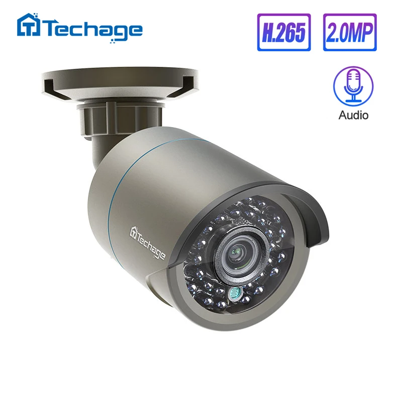 Techage H.265 1080P Аудио Звук POE IP камера 2MP водонепроницаемый открытый видео CCTV безопасности видеонаблюдения ONVIF для POE NVR системы|Камеры видеонаблюдения|   | АлиЭкспресс
