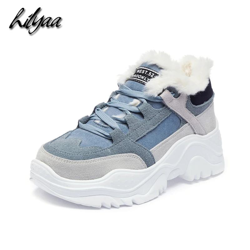 

Women Winter Platform Warm Sneakers High Quality Suede Platform Lace-up Female Light Non-Slip Outdoor Vulcanized Shoes Sneakers