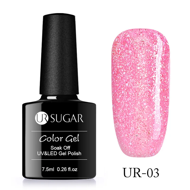 Glitter 3 Ur Sugar 7,5 мл розовое золото блестящий УФ-Гель-лак для ногтей с блестками отмачиваемый УФ-Гель-лак телесного цвета Гель-лак для ногтей - Цвет: Glitter 3