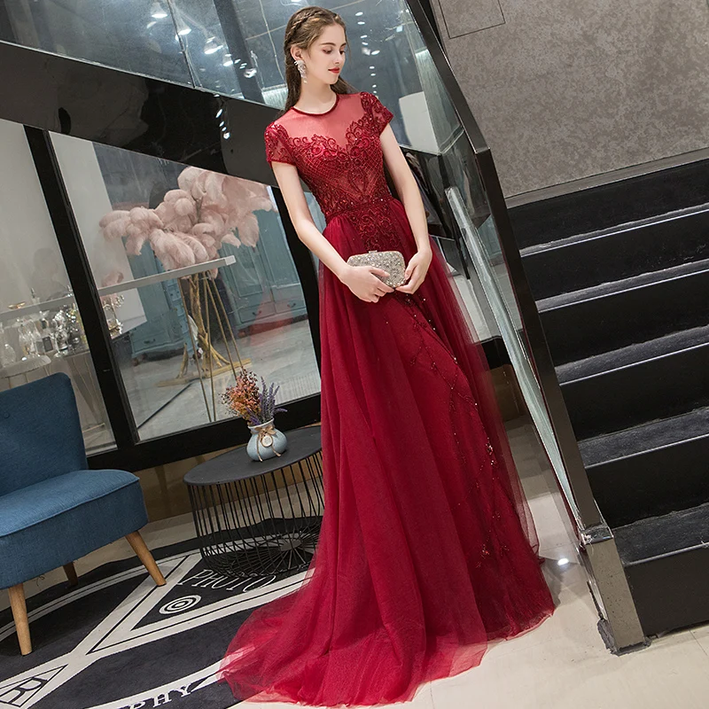 SSYFashion Новое высококачественное роскошное вечернее платье, для банкета, Элегантное Длинное выпускное платье с кристаллами и бисером, торжественное платье, Robe De Soiree, 4 цвета