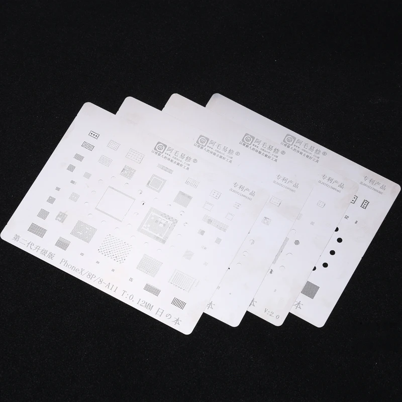 

Stainless Steel BGA Reballing Stencil for iPhone XS MAX XS X 8 8P 7P 7 6S 6SP 6P 6 PCB CPU A7-A12 Reballing Plate Template