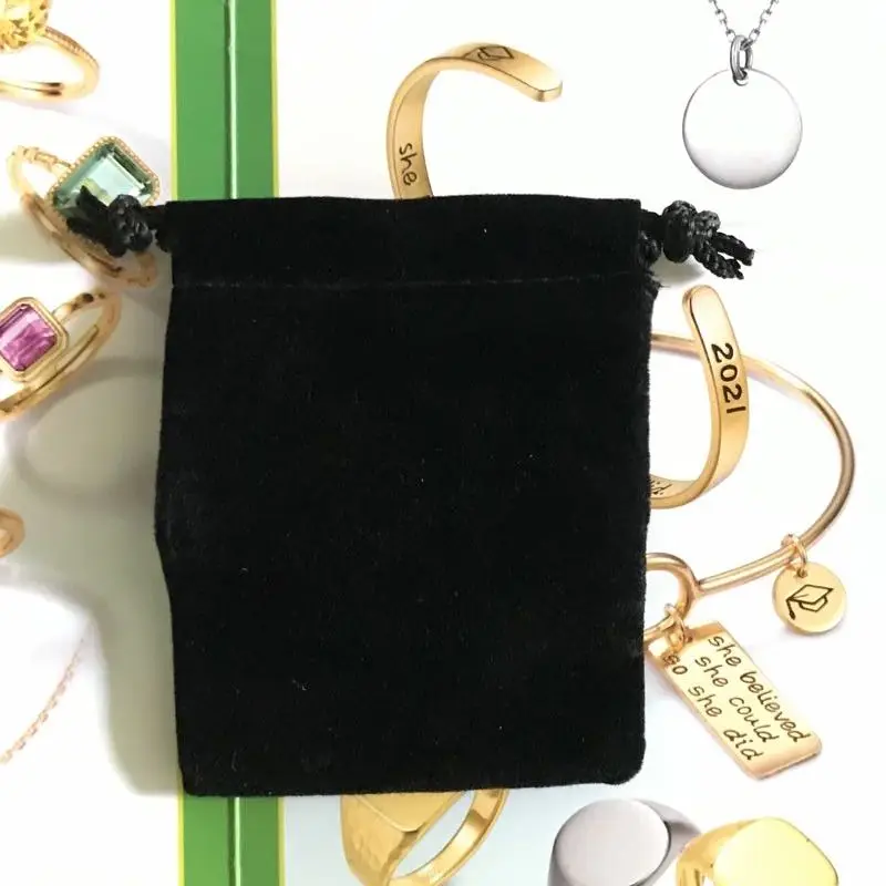 50 шт. Черный Бархатный Чехол сумка для упаковки ювелирных изделий небольшой