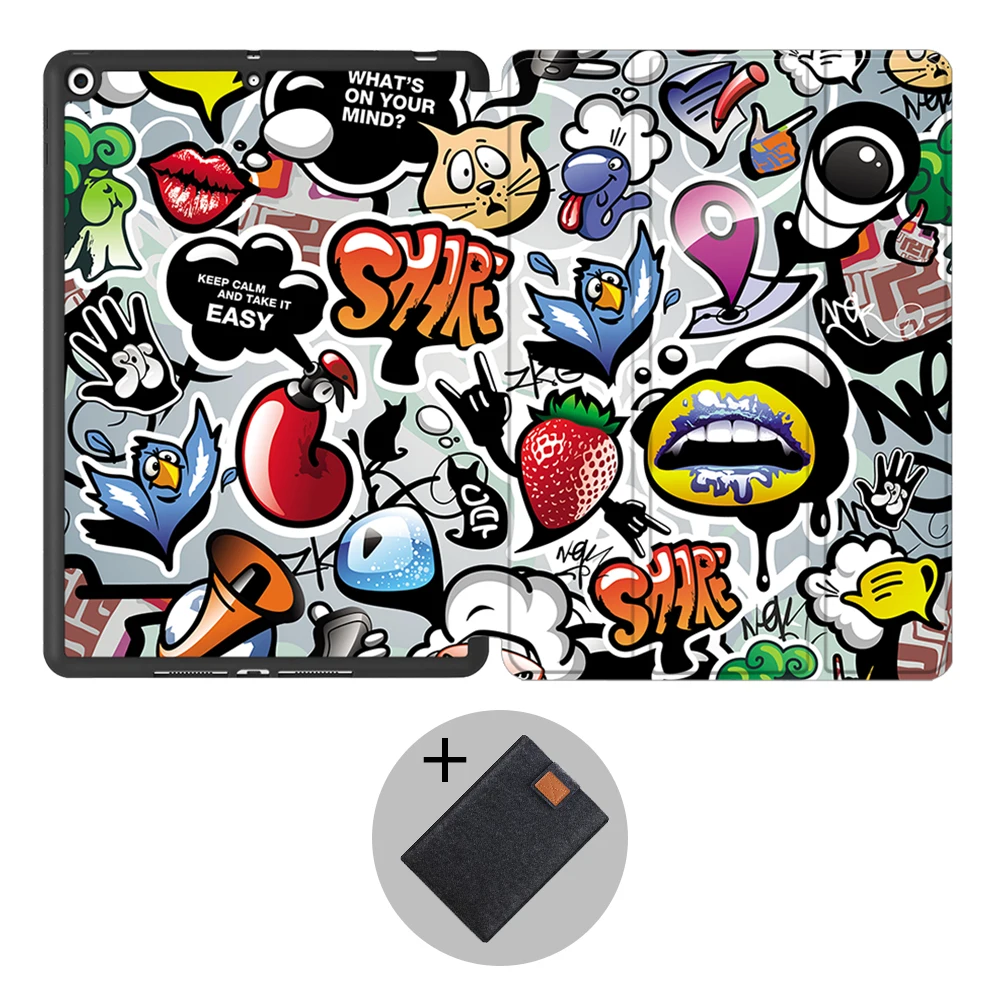 IPBC06 MTT чехол с граффити для iPad 7th Gen 10,2 дюймов Мягкий ТПУ задняя крышка из искусственной кожи откидной смарт-чехол 10,2 ''чехол для планшета A2197 A2198 - Цвет: IPBC06