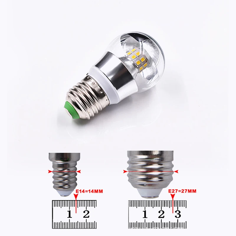 하프 실버 LED 필라멘트 전구, 차양막 장식, E27, E14, LED 5W, 7W, 베이스 라이트 미러 전구, 차갑거나 따뜻한 흰색, AC 110-220V
