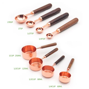 

Stainless Steel Measuring Cup Rose Gold Baking Measuring Cups Spoon Plated Copper Cooking Tools Set Kitchen Accessories