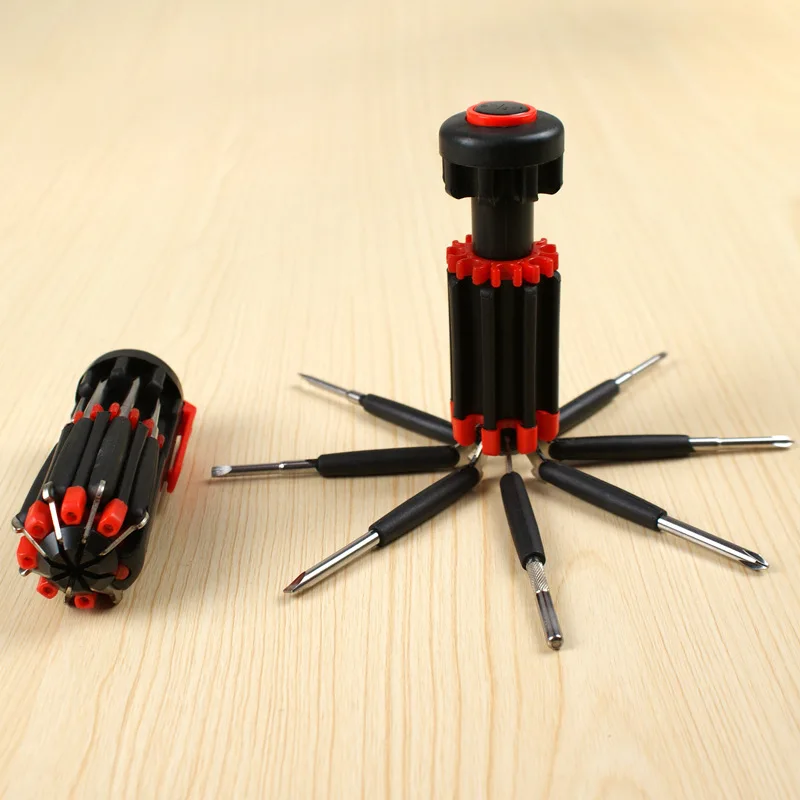 

Car Multi-Function Tool Bar LED Flashlight 8 in 1 Screwdriver Dual Use in Car and Home Car-Mounted Universal Screwdriver