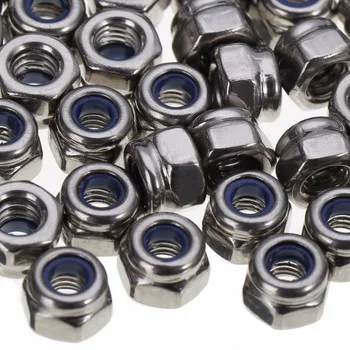 

100Pcs M3 Stainless Steel Nylon Insert Lock Nut Self-locking Nylock Hexagon Hex Nut Locknut For Hardware Accessories