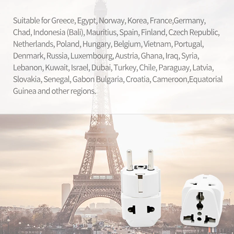Universal UK US AU To EU AC Travel Power Adapters in France Germany Greece EU Plug Converter Electrical Charger