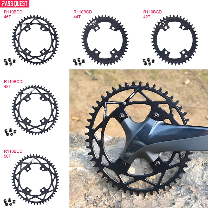 PASS QUEST 110BCD Kettenblatt Runde/Oval 40T-52T Rennrad Fahrrad 4-Klaue Disc Ring für R7000 R8000 R9100 Ersatz