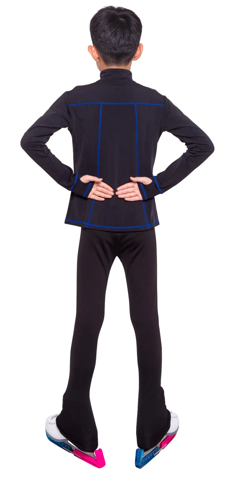 Figure skating suit men's black velvet breathable sweat absorbing four seasons hot drilling skating training pants suit