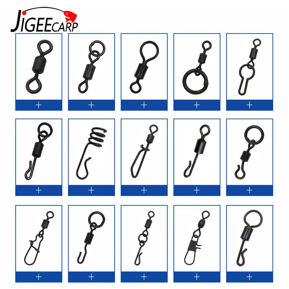 JIGEECARP 25 piece Carp Fishing Swivels Quick Change Snap for Carp Fishing Rig Fishing Accessories Terminal Tackle 50m carp fishing accessories bait floss grips pop up boilies holder chod hair ronnie rig method feeder fishing tackle terminal