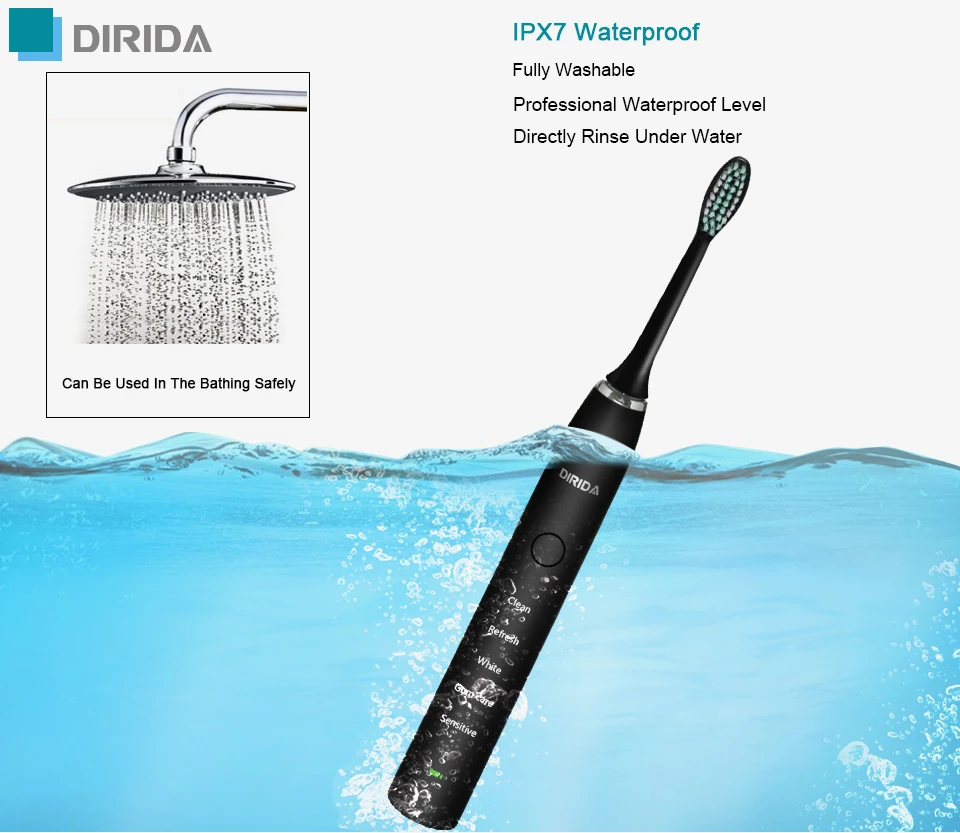 DIRIDA S-100 уход за полостью рта перезаряжаемая звуковая зубная щетка Водонепроницаемая электрическая зубная щетка Ультра звуковая Глубокая чистка зубов