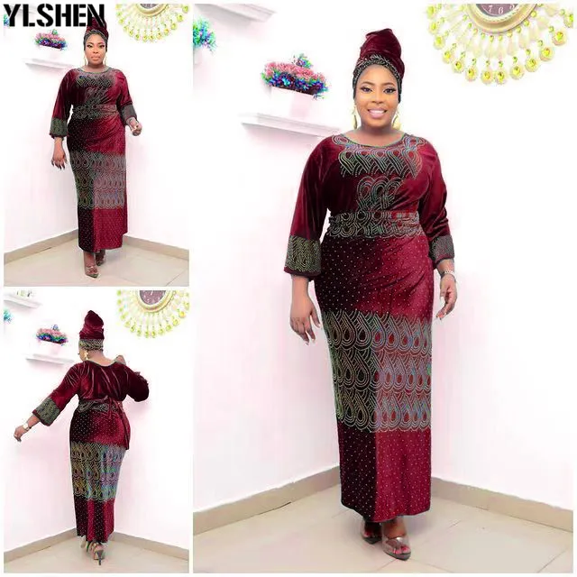 African Dresses for Women 3 Piece Set Dashiki Diamonds Tops Skirt African Clothes Bazin Broder Riche Fashion Robe Africaine Femme 22